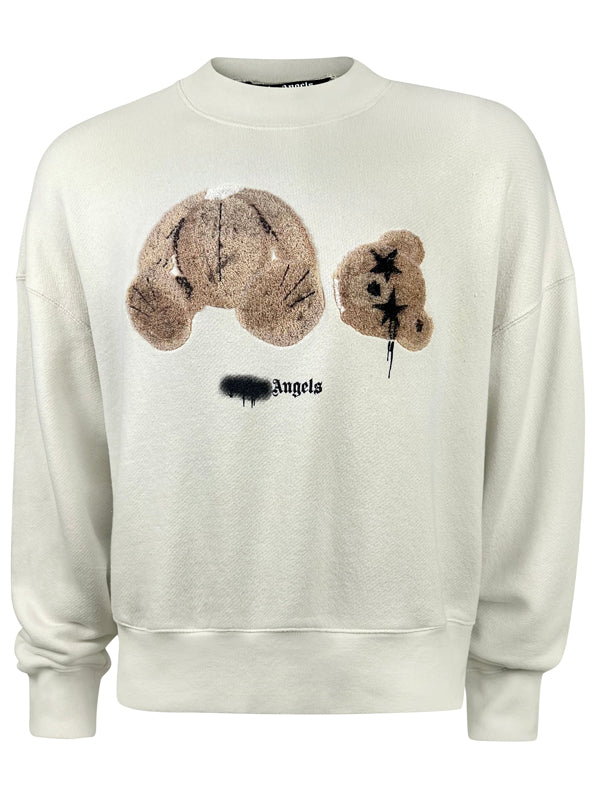 Palm Angels Spray Bear Cream Sweatshirt