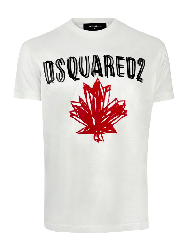 Dsquared2 Maple Leaf White T-Shirt MJBGARMZ