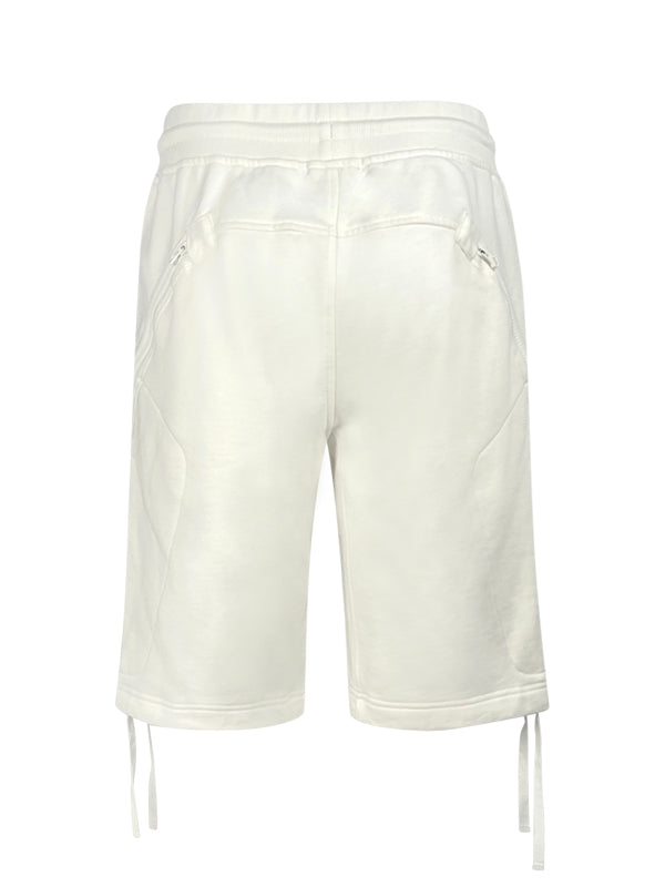 CP Company Diagonal Raised Fleece Lens Gauze White Shorts