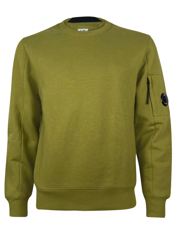CP Company Diagonal Raised Fleece Lens Green Moss Sweatshirt