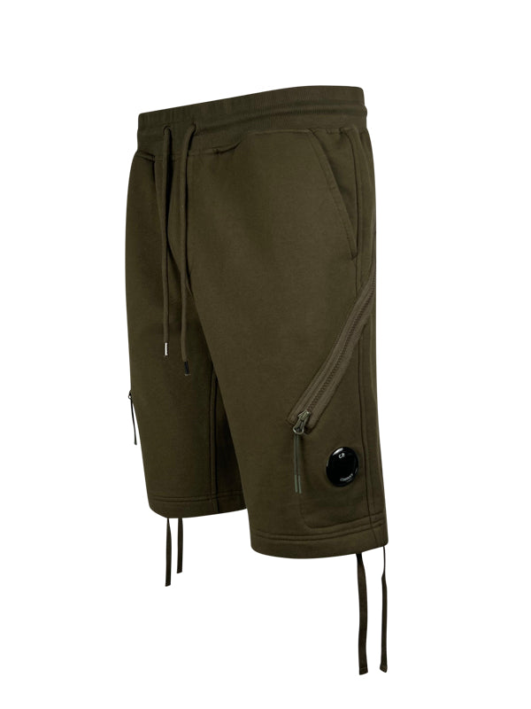CP Company Diagonal Raised Fleece Lens Ivy Green Shorts