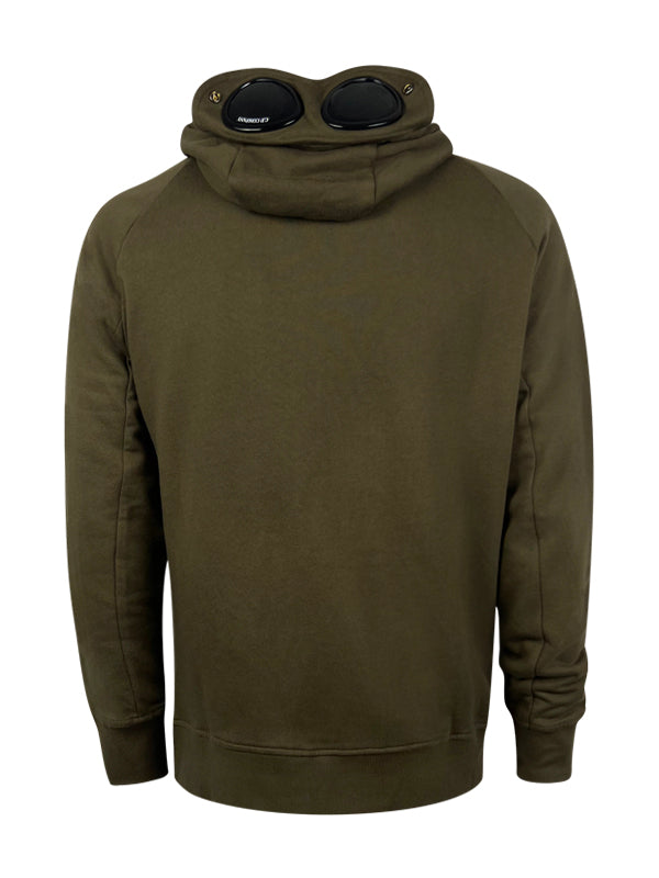 CP Company Diagonal Raised Fleece Ivy Green Goggle Hoodie