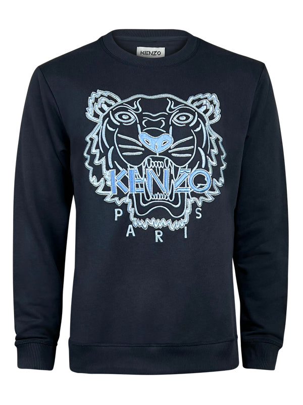 Kenzo Tiger Embroidered Blue Sweatshirt