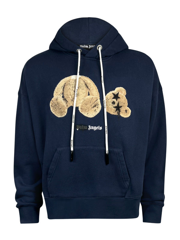 Palm Angels Spray Bear Navy Hoodie