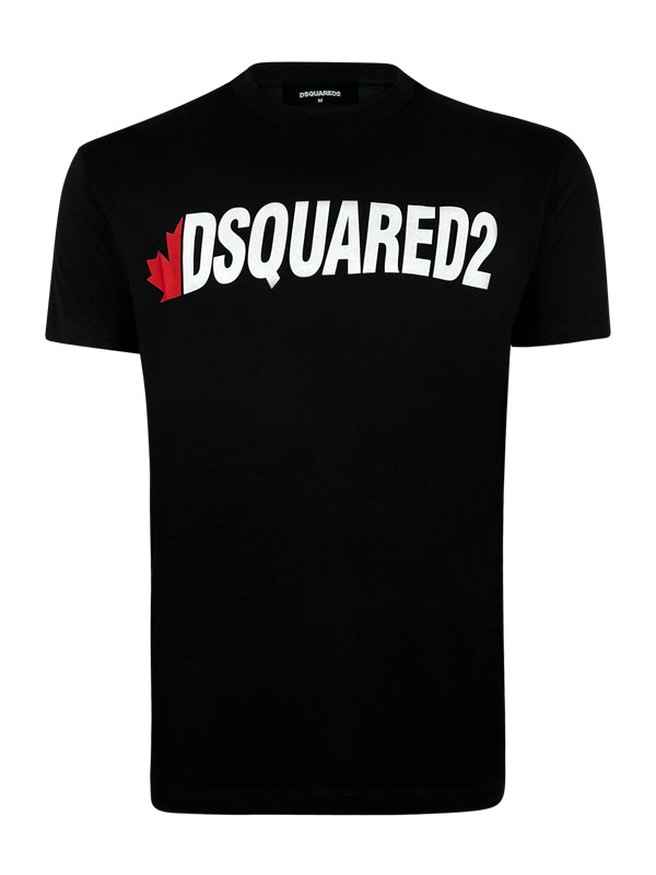 Dsquared2 Black Maple Leaf Graphic Print T-Shirt
