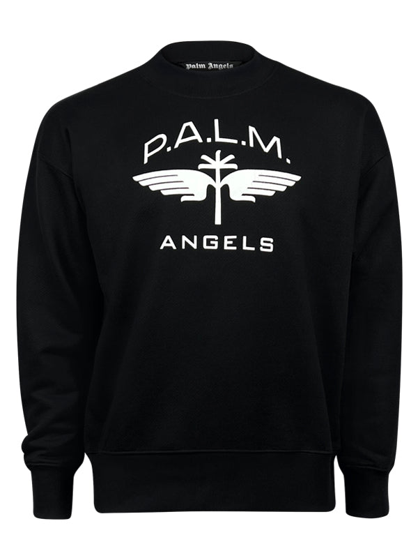 Palm Angels Military Logo Black Sweatshirt